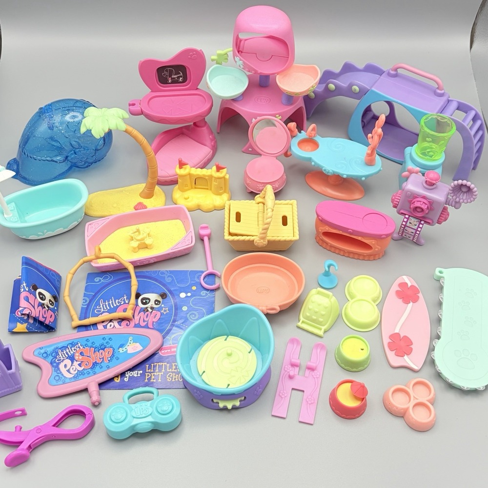 Littlest Pet Shop LPS Vintage Lot Of Pet Accessories Furniture
